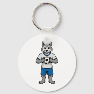 Porte-clés Loup de football mignon joueur de foot animal spor