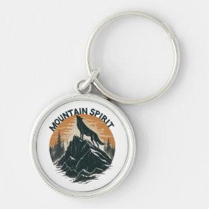 Porte-clés Loup de la majesté montagneuse hurlant sur le pic