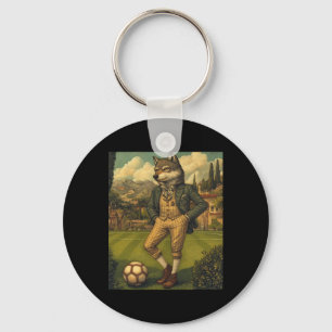 Porte-clés Loup drôle jouant au football graphique loup bizar