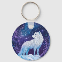 "Loup en hiver sous un ciel nocturne étoilé"