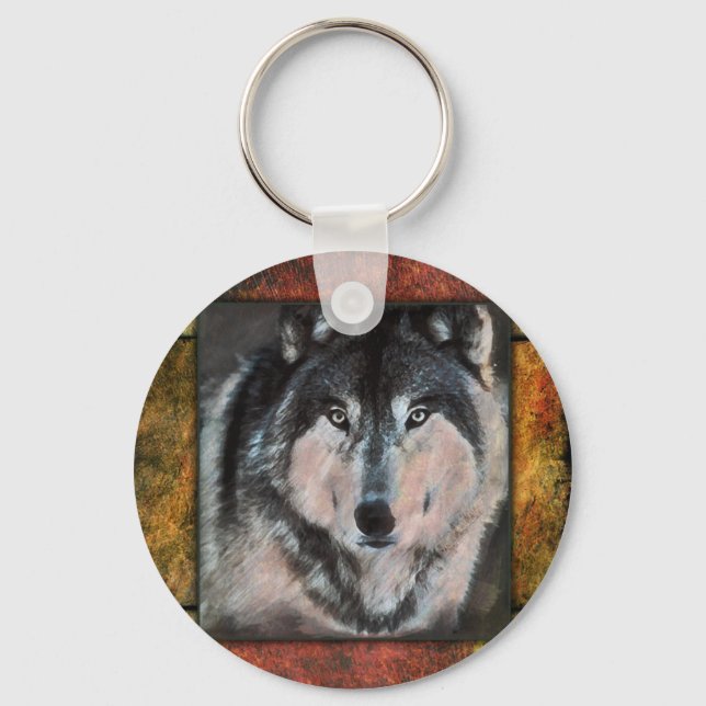Porte-clés Loup encadré (Recto)
