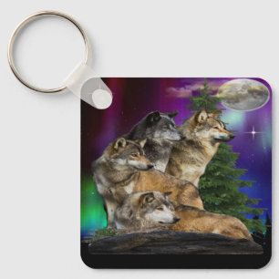 Porte-clés Loup et lune