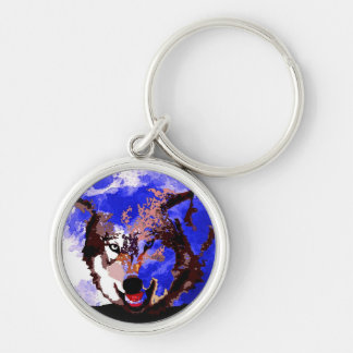 Porte-clés Loup et Pleine lune