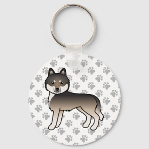 Porte-clés Loup foncé gris Husky sibérien de dessin animé Chi