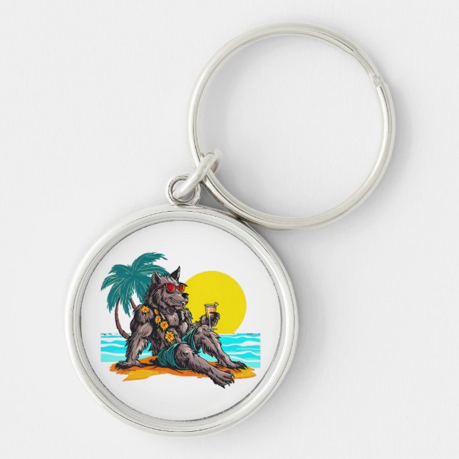 Porte-clés loup-garou en vacances (Devant)