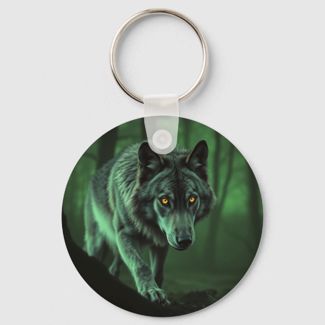 Porte-clés "Loup majestueux : l'Alpha de la forêt" (Recto)