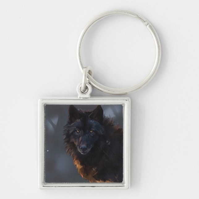 Porte-clés Loup noir (Devant)