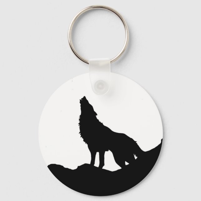 Porte-clés Loup solitaire debout sur une colline (Recto)