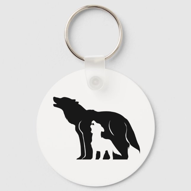 Porte-clés Loups noirs et blancs (Recto)