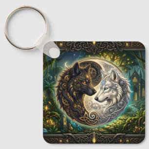Porte-clés Loups Yin Yang celtiques – Harmonie Steampunk.