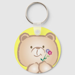 Porte-clés l'ours femelle apporte des fleurs