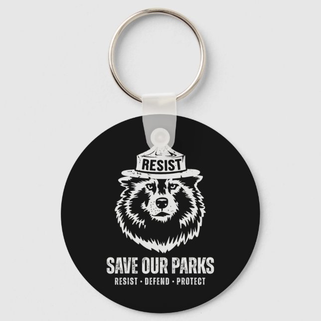 Porte-clés L'ours gris loup résiste à la protection du parc n (Recto)