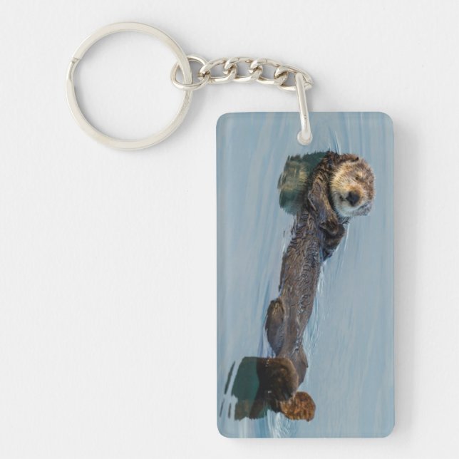 Porte-clés Loutre de mer flottant sur le dos dans l'océan (Devant)