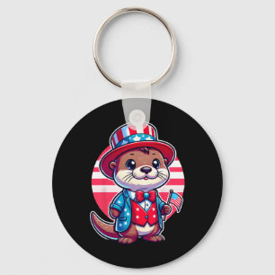 Porte-clés Loutre Joyeux 4 juillet Jour de l'Indépendance Hom