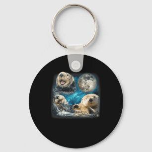 Porte-clés Loutres De Mer Drôle Avec Mème De Lune Animal Pour