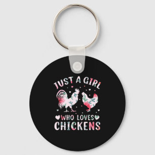 Porte-clés Louvain de poulet Fille qui aime les poulets