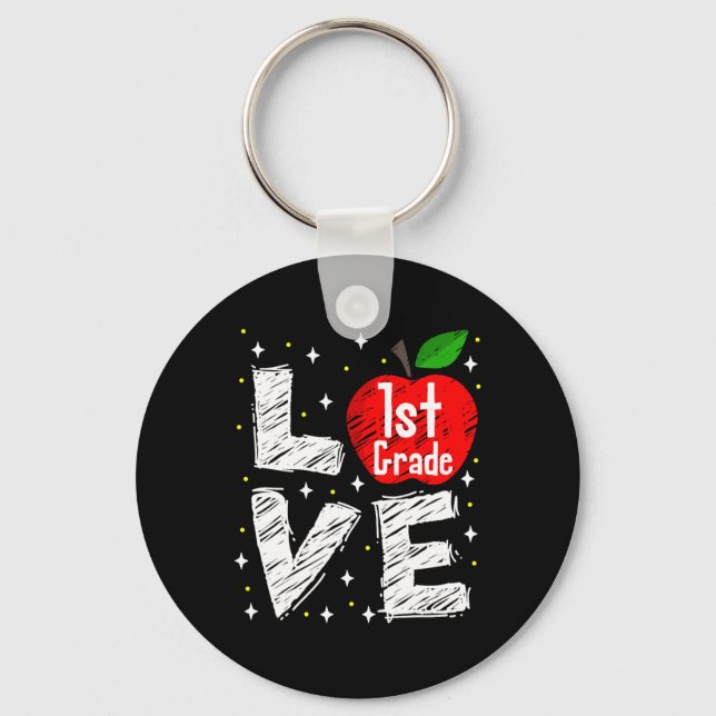 Porte-clés Love 1st Grade Apple Fun Ck To School Teacher Gift (Recto)