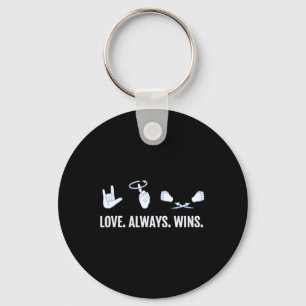 Porte-clés Love Always Wins ASL Deaf Aware Sign Language