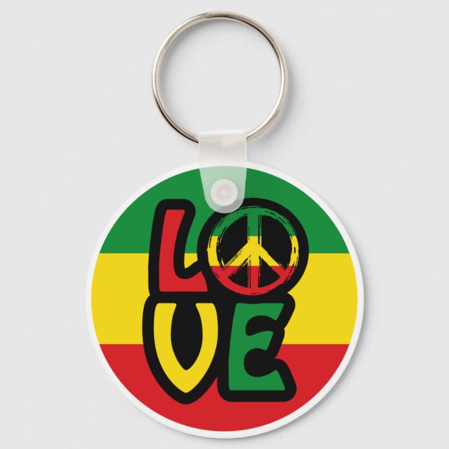 Porte-clés LOVE avec symbole de paix, style reggae (Recto)