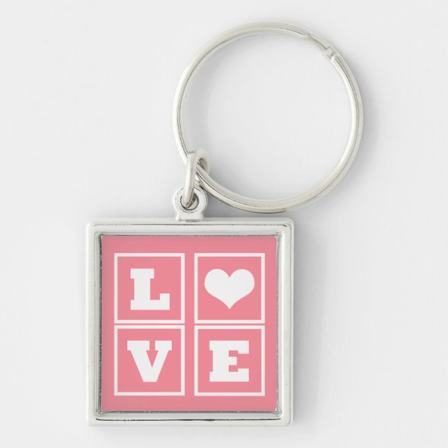 Porte-clés Love Blocks Porte - clé, Rose (Devant)