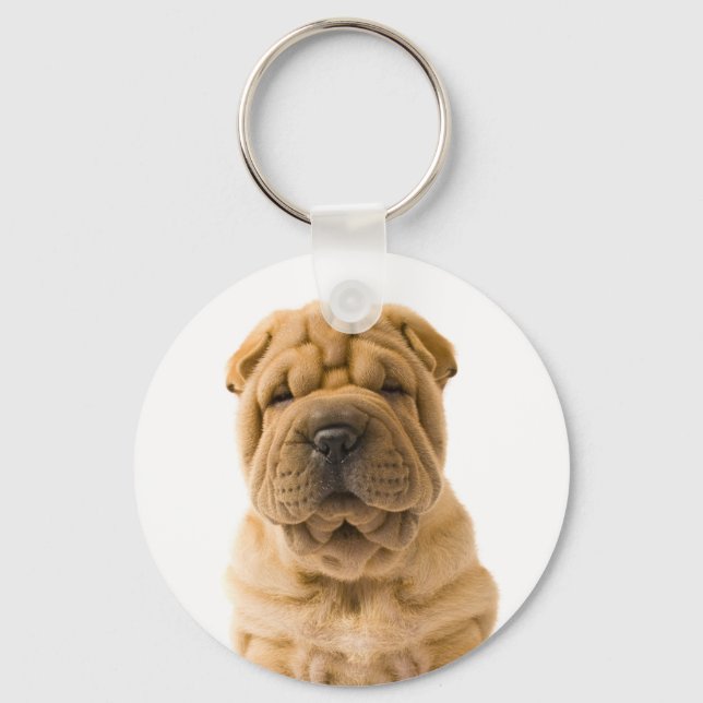 Porte-clés Love Chinese Shar Pei Puppy Dog Keychain (Recto)