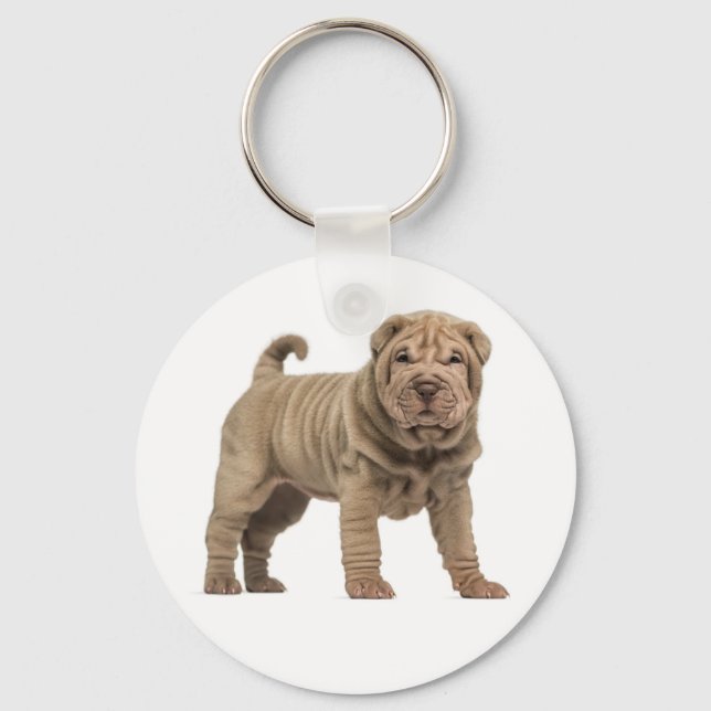 Porte-clés Love Chinese Shar Pei Puppy Dog Keychain (Recto)