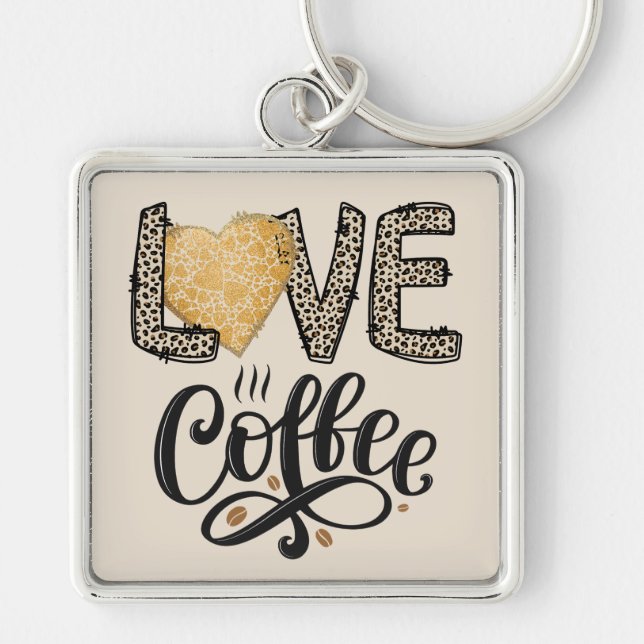 Porte-clés Love Coffee drôle mignon citations tendance pour e (Devant)