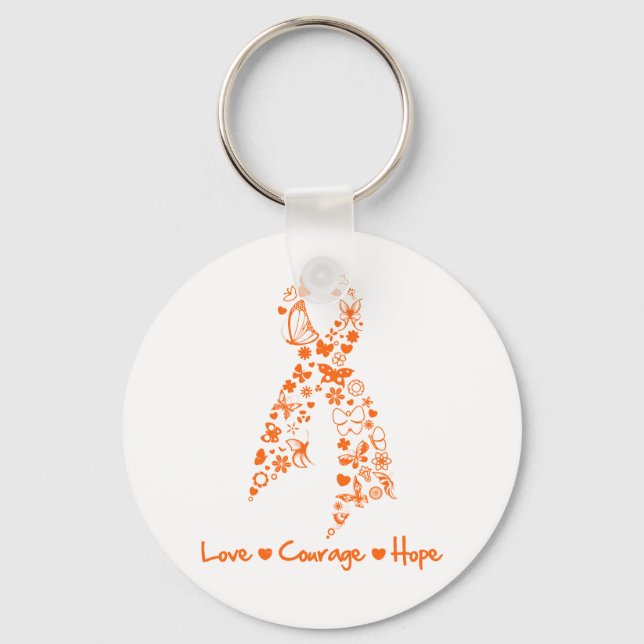 Porte-clés Love Courage Hope Butterfly - Leukemia (Recto)