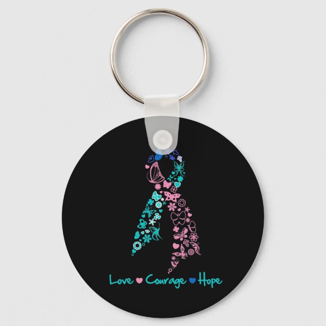 Porte-clés Love Courage Hope Butterfly - Thyroid Cancer (Recto)