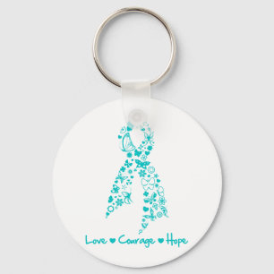 Porte-clés Love Courage Hope Papillon - Cancer de l'ovaire