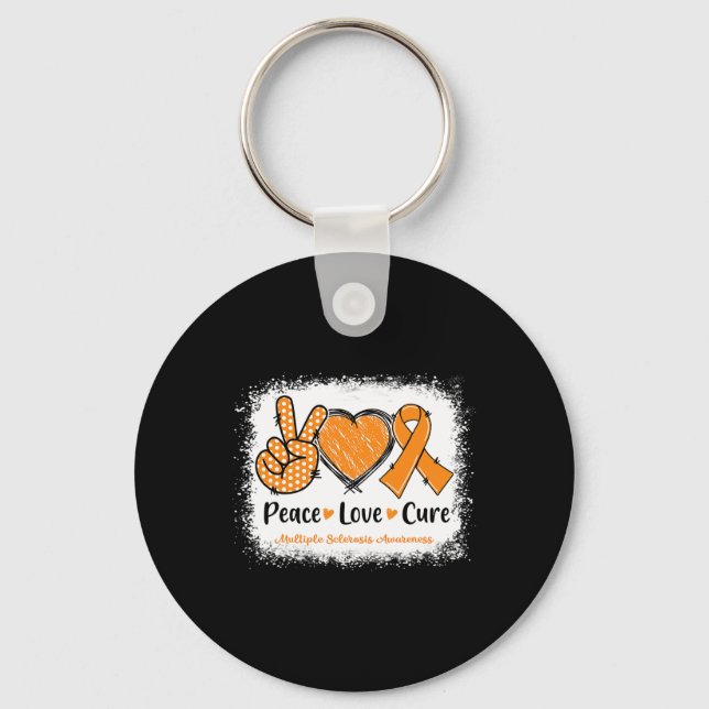 Porte-clés Love Cure Multiple Sclérose Ms Awareness Orange (Recto)