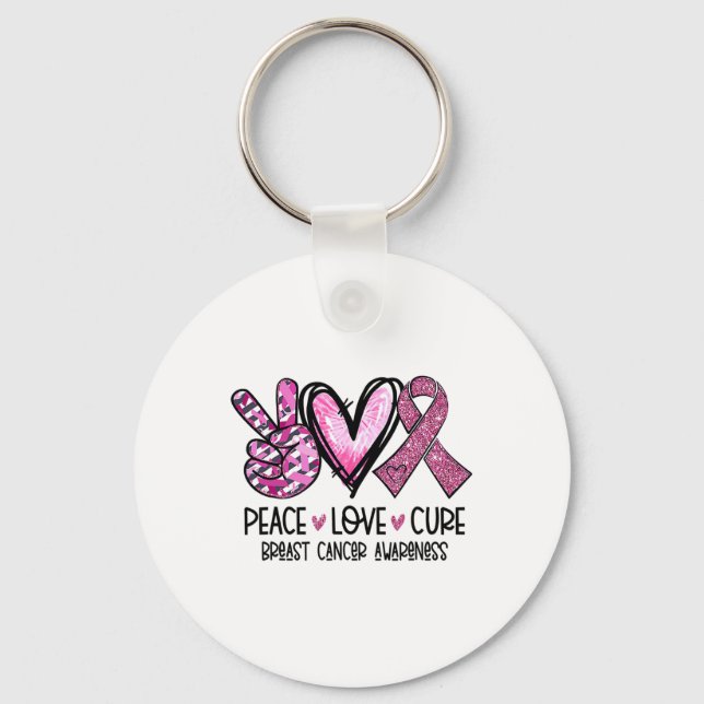 Porte-clés Love Cure Pink Ribbon Cancer Sensibilisation du se (Recto)