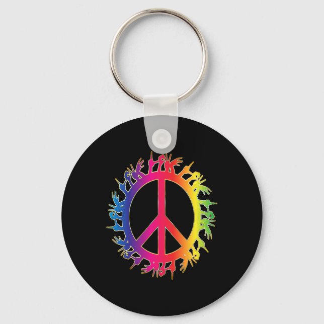 Porte-clés Love Deaf Peace Sign Language Hand Taling Enseigna (Recto)