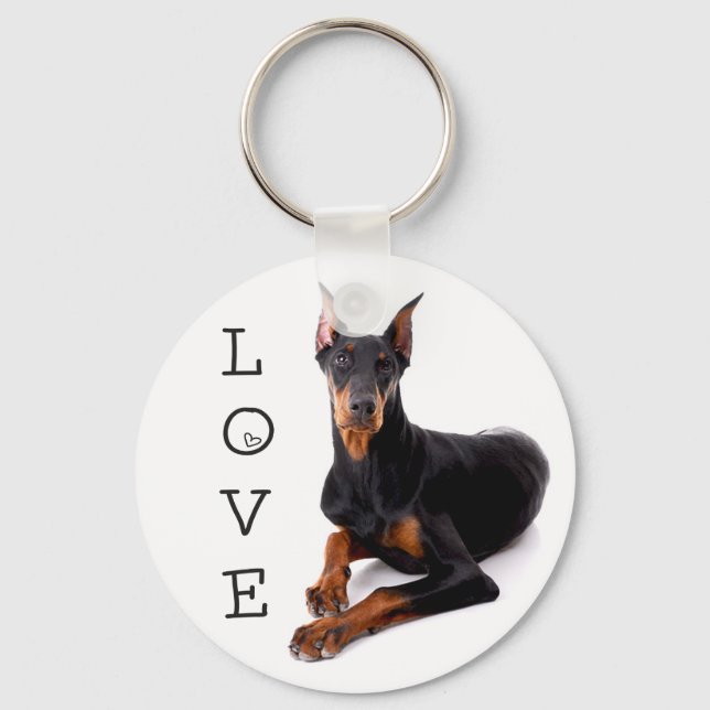 Porte-clés Love Doberman Pinscher Puppy Dog Keychain (Recto)