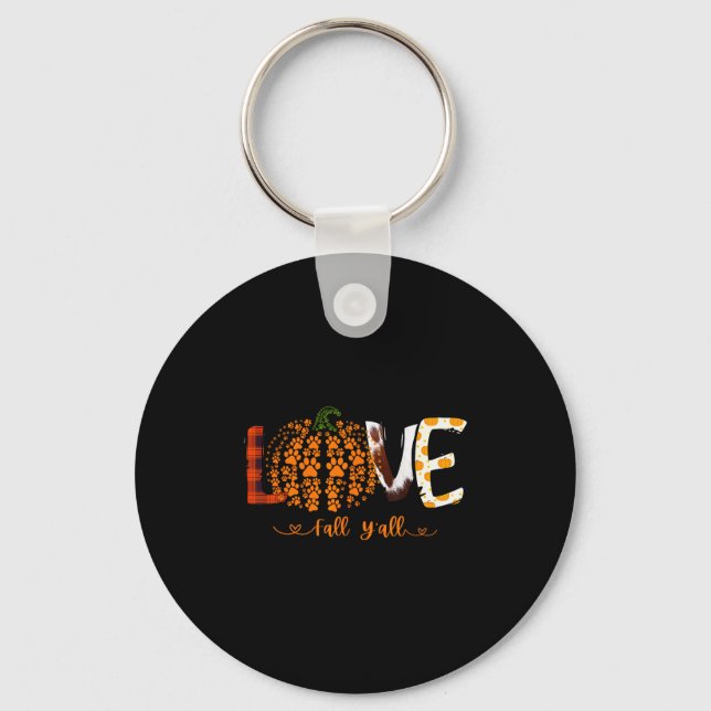 Porte-clés Love Fall Y'all Pumpkin Dog Paw Print Autumn Falli (Recto)