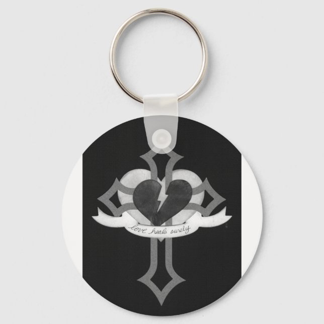 Porte-clés Love Heals - Noir & Blanc (Recto)