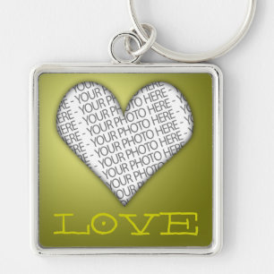 Porte-clés Love Heart jaune or Votre photo ici