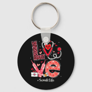 Porte-clés LOVE Heart Stethoscope Scrub Life Funny Nurse Vale