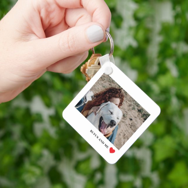 Porte-clés Love Heart Text et 2 photos (main)