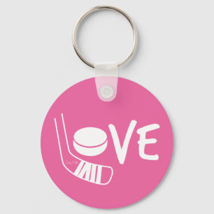 Porte-clés Love Hockey Dames filles Hockey Stick Puck Rose