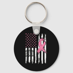 Porte-clés Love Hope Faith Usa American Flag _ Cancer du sein