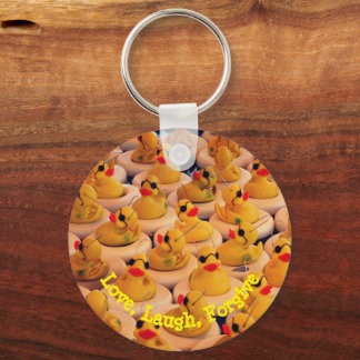 Porte-clés Love Laugh Yellow Rubber Ducks Inspirational 