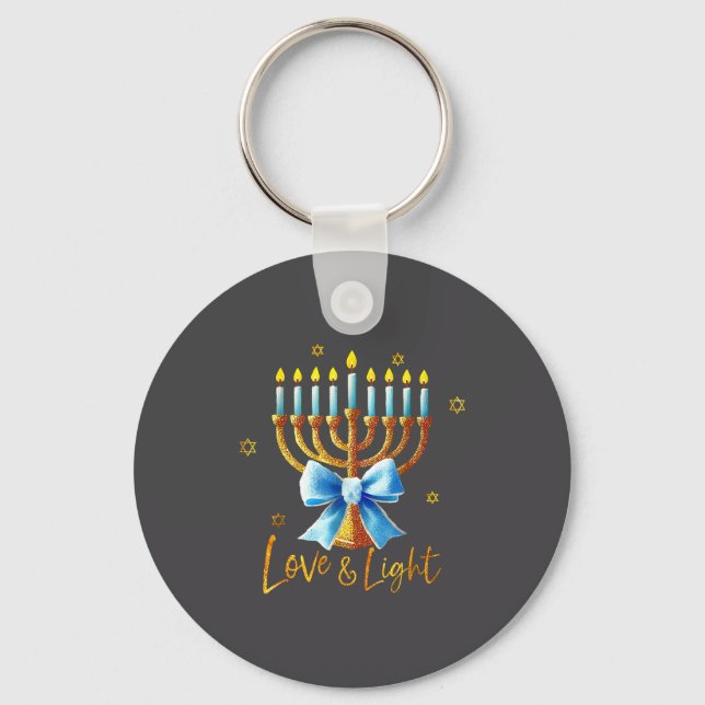 Porte-clés Love Menorah Chanukah Light Hanukkah Blue Coquette (Recto)