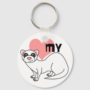 Porte-clés Love My Ferret - Blanc