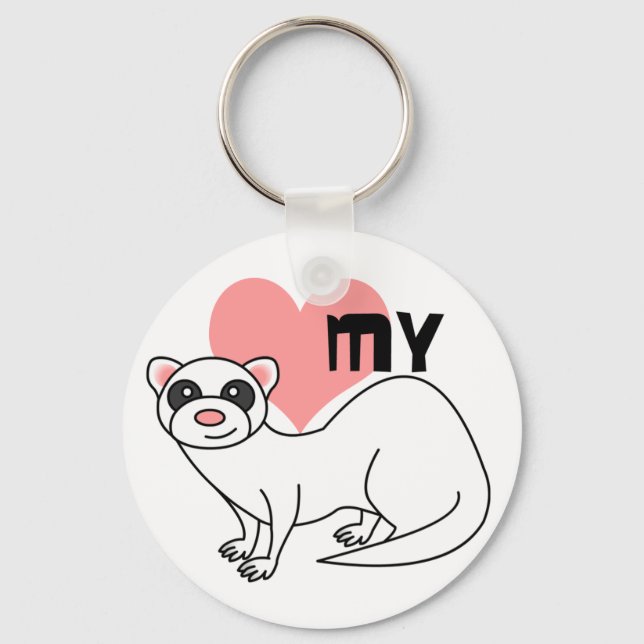 Porte-clés Love My Ferret - Blanc (Recto)