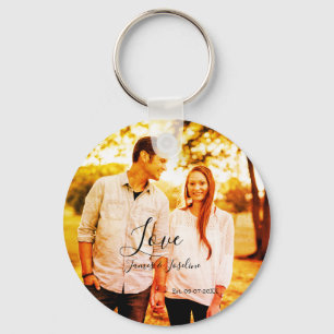 Porte-clés Love photo ajouter nom est. Date année couple mari