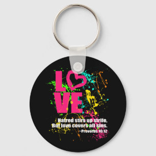 Porte-clés Love Proverbes Bible Verse Neon Paint Splatter