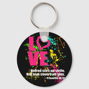 Porte-clés Love Proverbes Bible Verse Neon Paint Splatter