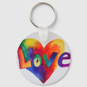 Porte-clés Love Rainbow Heart Art Word Peinture Porte - clé