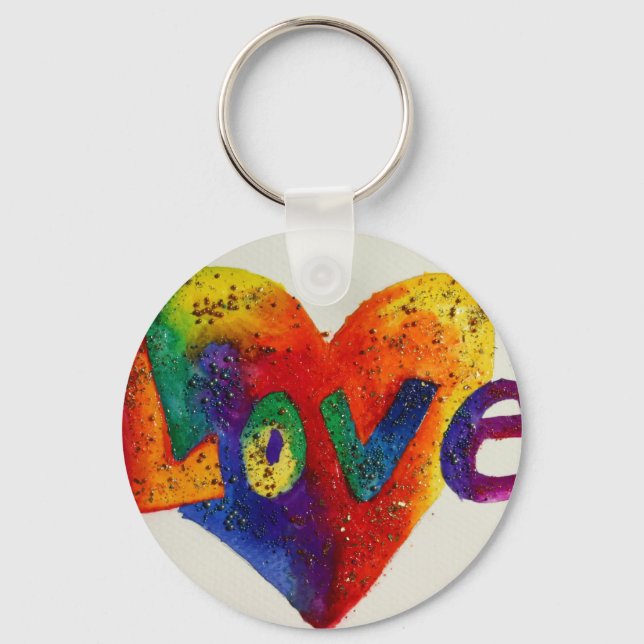 Porte-clés Love Rainbow Heart Art Word Peinture Porte - clé (Recto)
